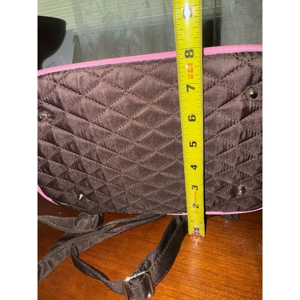Belvah NWT Quilted Backpack with 1 or 2 Straps Brown and Pink